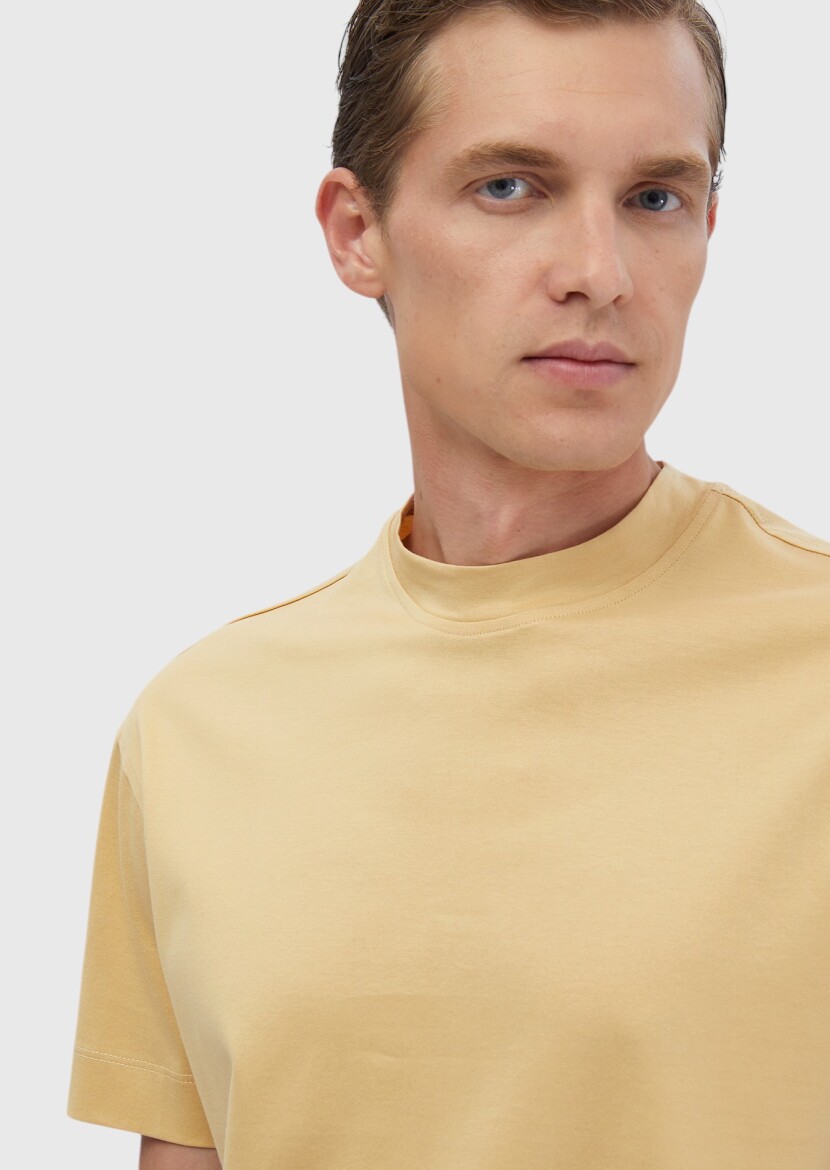 Saffron Plain Crew Neck 100% Cotton T-Shirt - 4