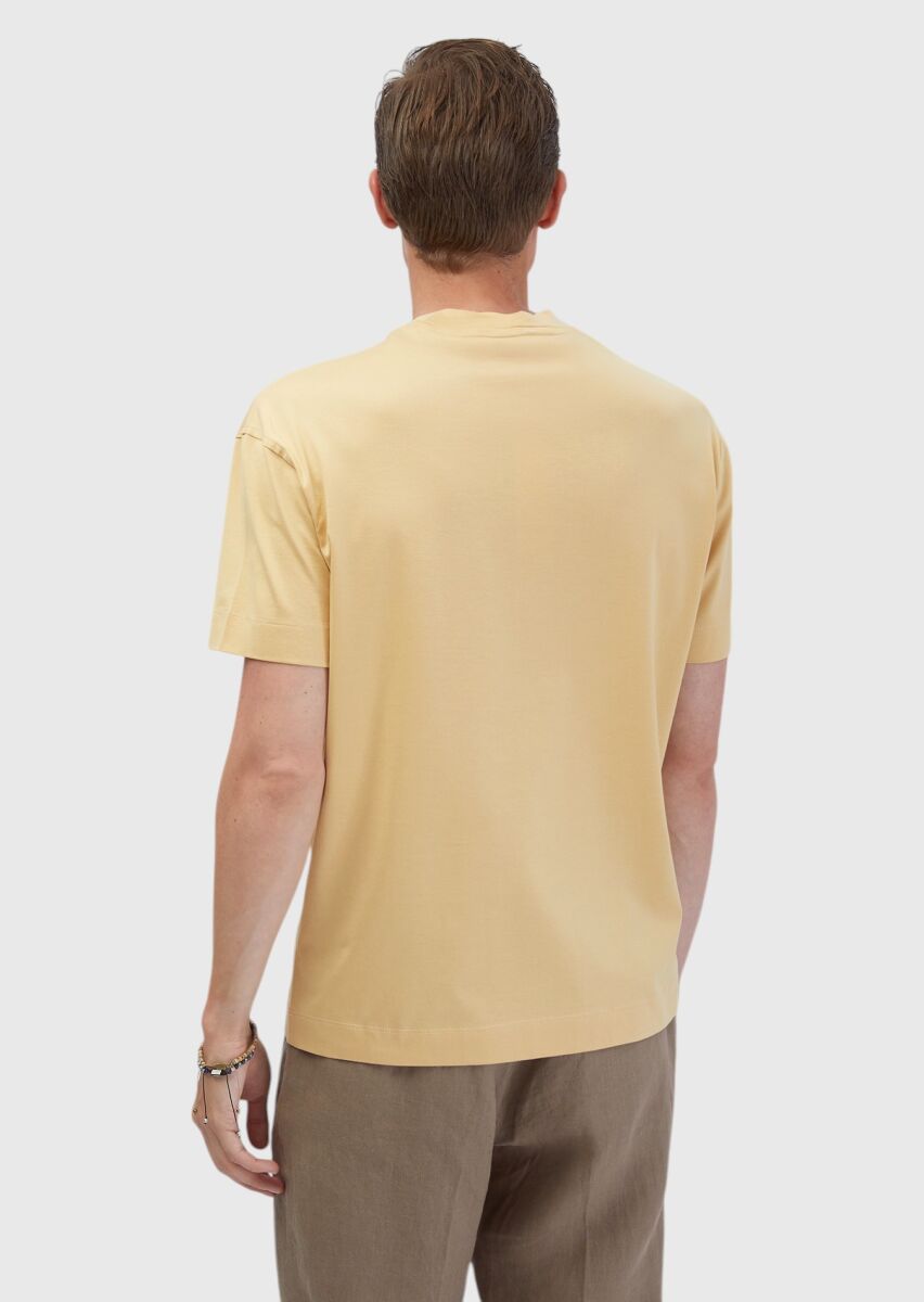 Saffron Plain Crew Neck 100% Cotton T-Shirt - 6