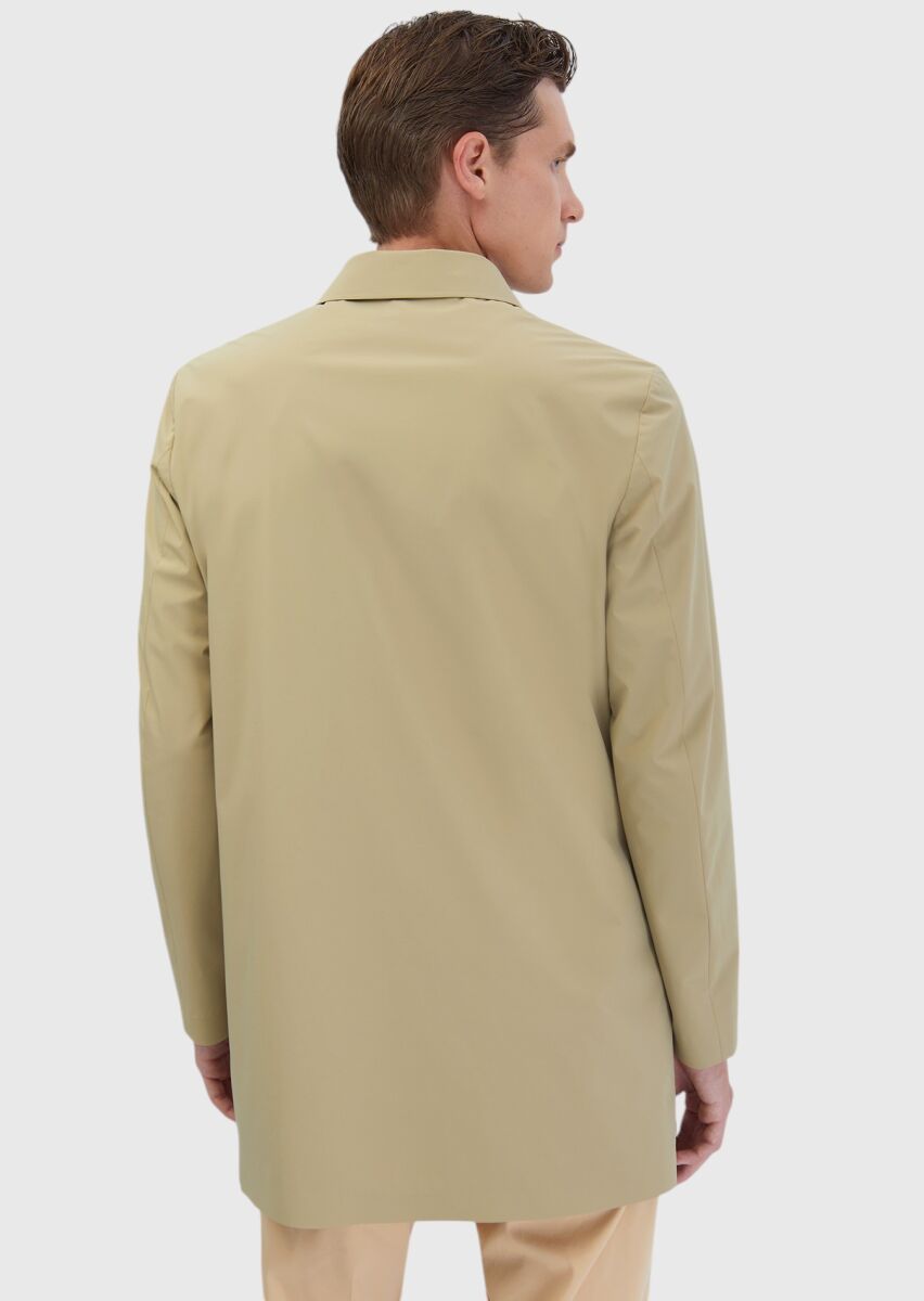 Saffron Regular Fit Shirt Collar Casual Weaving Rain Coat - 6