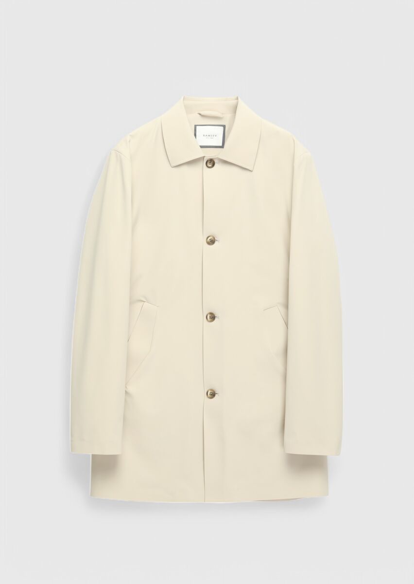 Saffron Regular Fit Shirt Collar Casual Weaving Rain Coat - 7