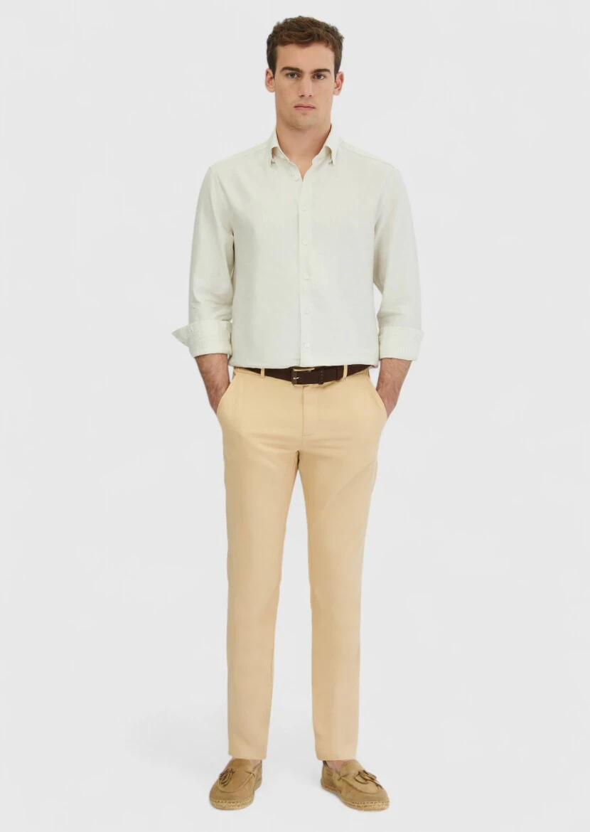 Safran Düz Dokuma Jogging Fit Casual Pamuk Karışımlı Pantolon - 1