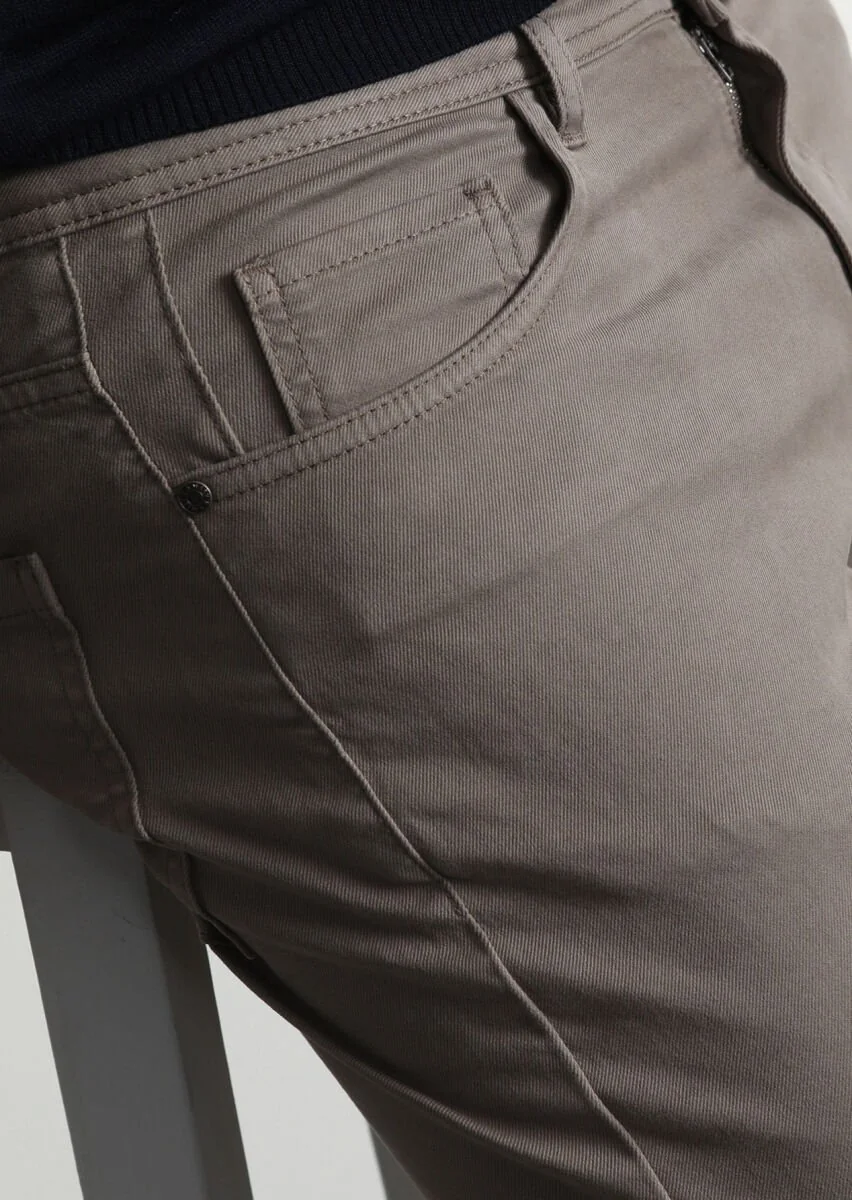 Safran Düz Dokuma Slim Fit Casual Pamuk Karışımlı Pantolon - 2