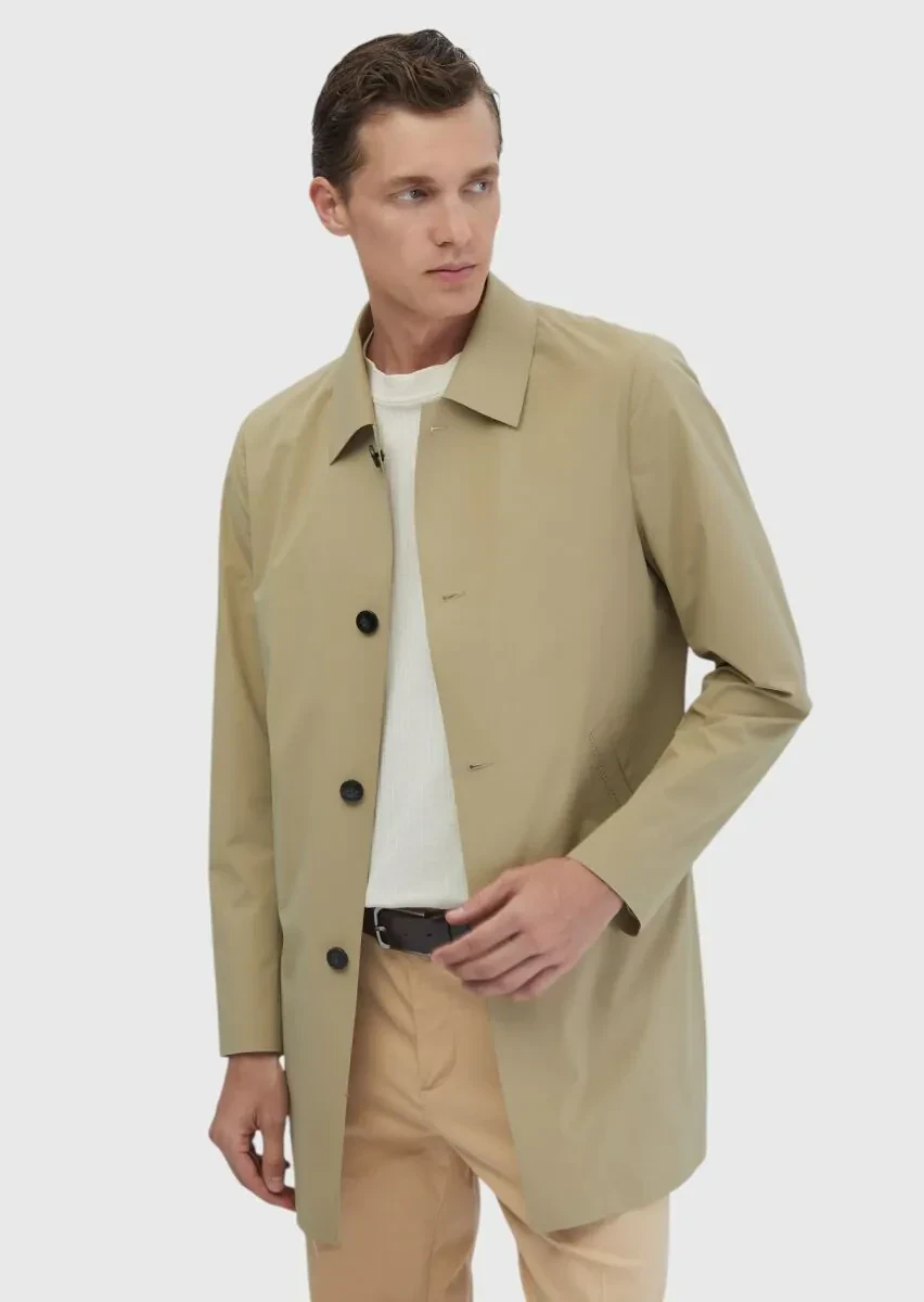 Safran Regular Fit Gömlek Yaka Casual Dokuma Pardesü - 1