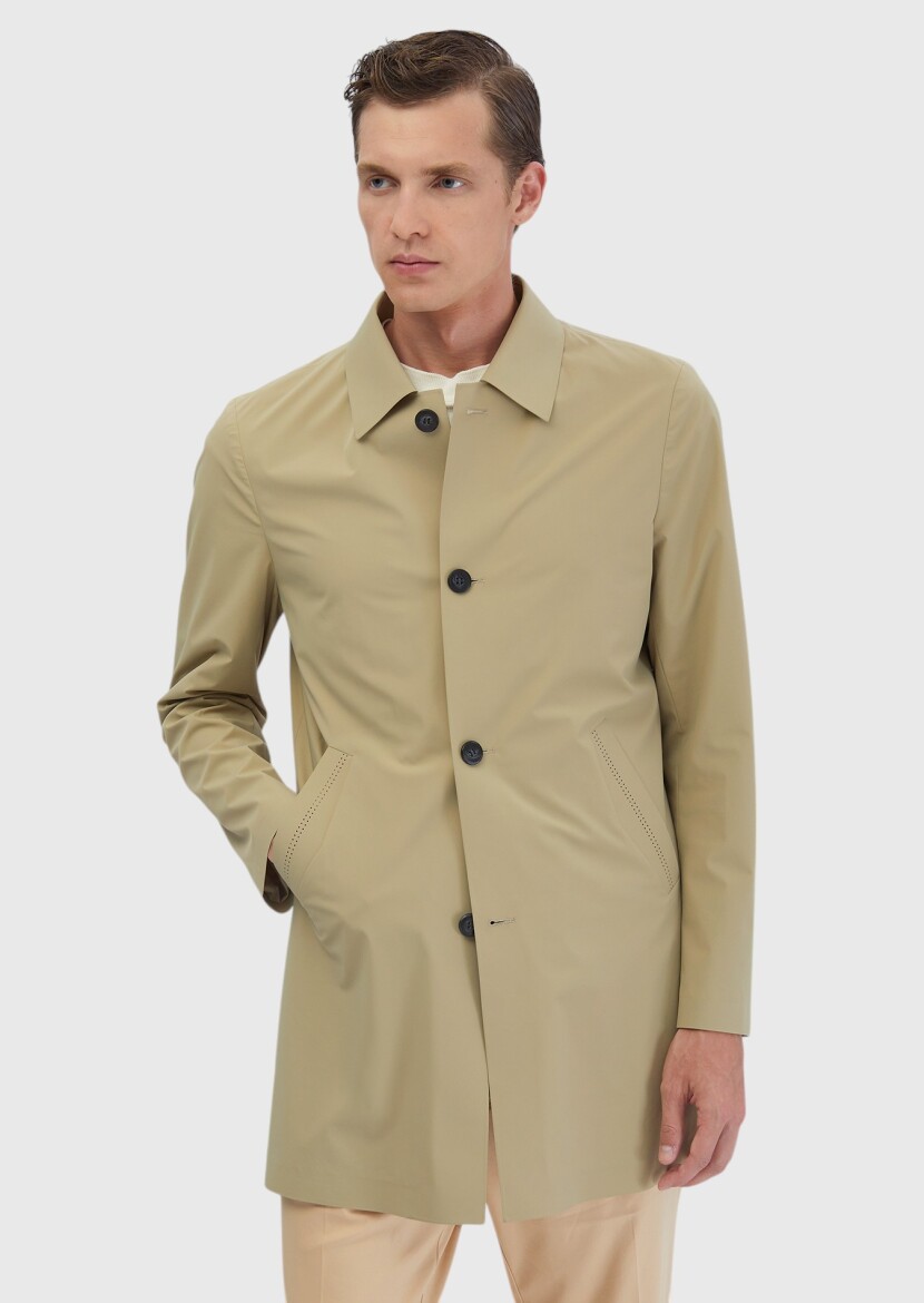 Safran Regular Fit Gömlek Yaka Casual Dokuma Pardösü - 3