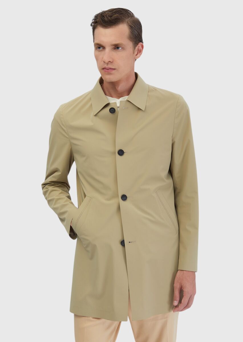 Safran Regular Fit Gömlek Yaka Casual Dokuma Pardösü - 3