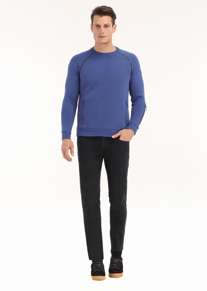 Saks Crew Neck Plain Sweatshirt 