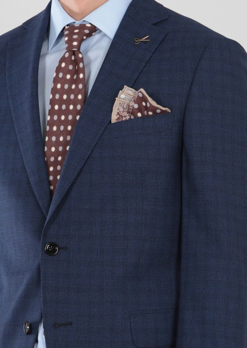 Saks Desenli Regular Fit %100 Yün Takım Elbise - 3