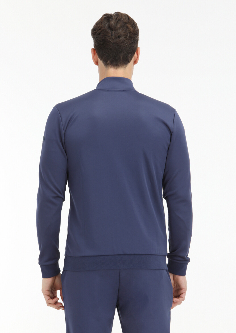 Saks Dik Yaka Düz Sweatshırt - 5