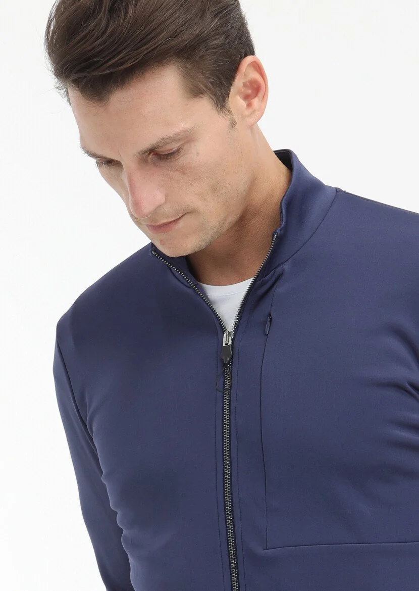 Saks Dik Yaka Düz Sweatshırt - 3