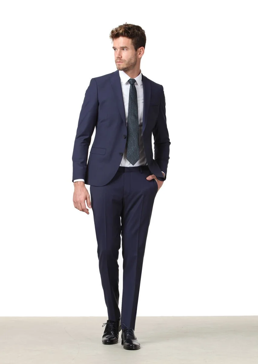 Saks Düz Fashion Slim Fit Yün Karışımlı Takım Elbise - 2