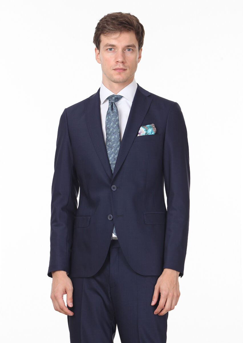 Saks Düz Fashion Slim Fit Yün Karışımlı Takım Elbise - 1