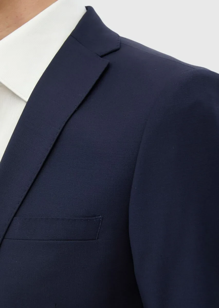 Saks Düz Fashion Slim Fit Yün Karışımlı Takım Elbise - 4