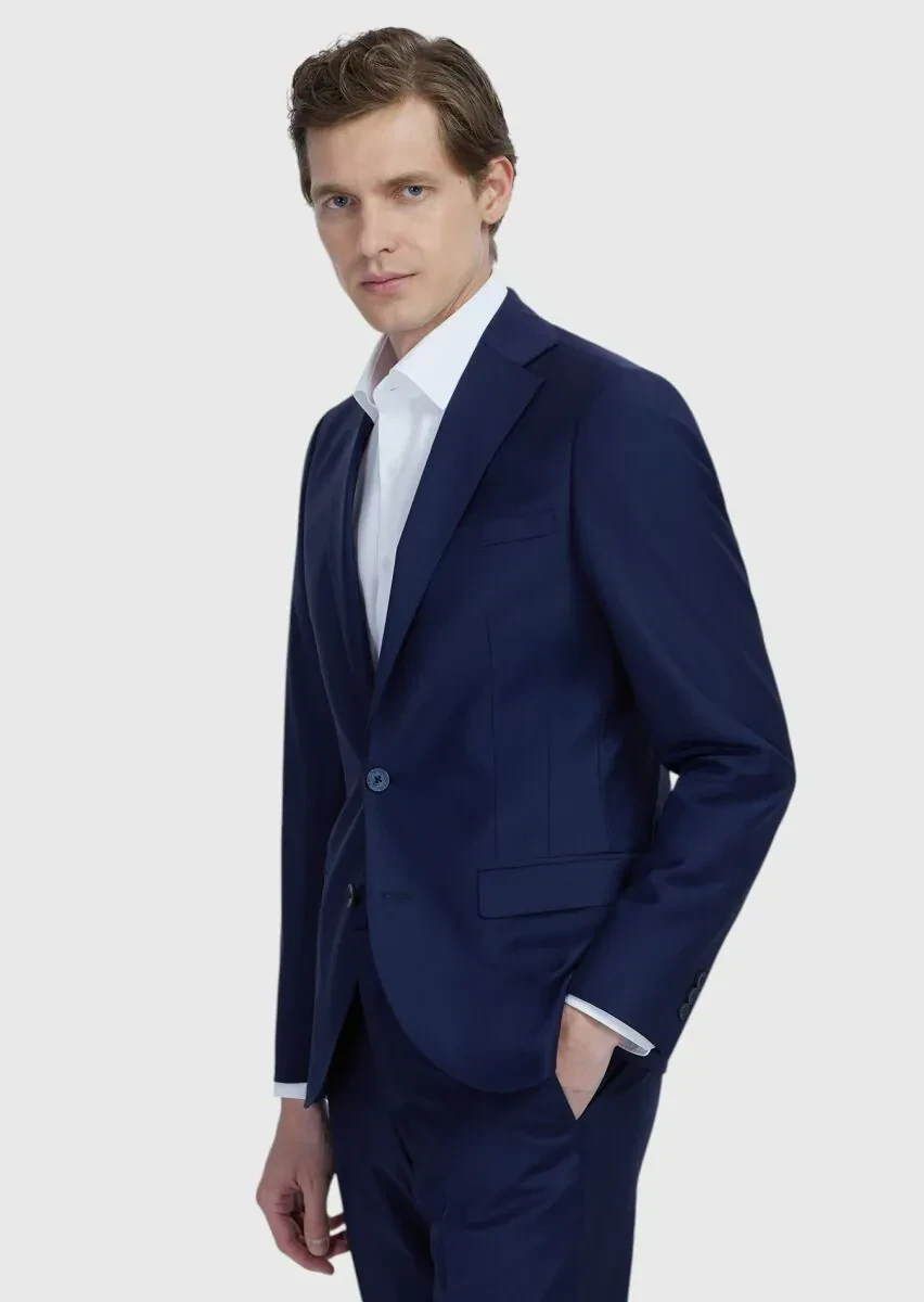 Saks Düz Fashion Slim Fit Yün Karışımlı Takım Elbise - 3