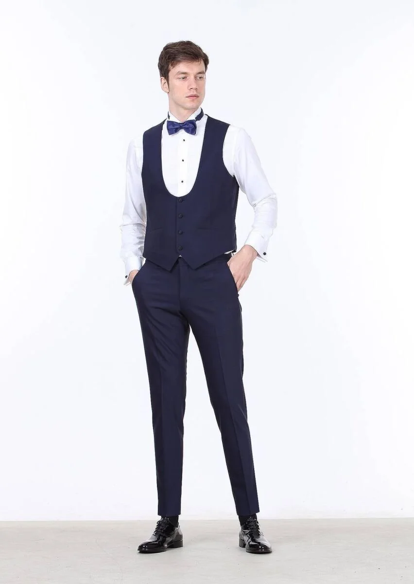 Saks Düz Klasik Yelek - 3