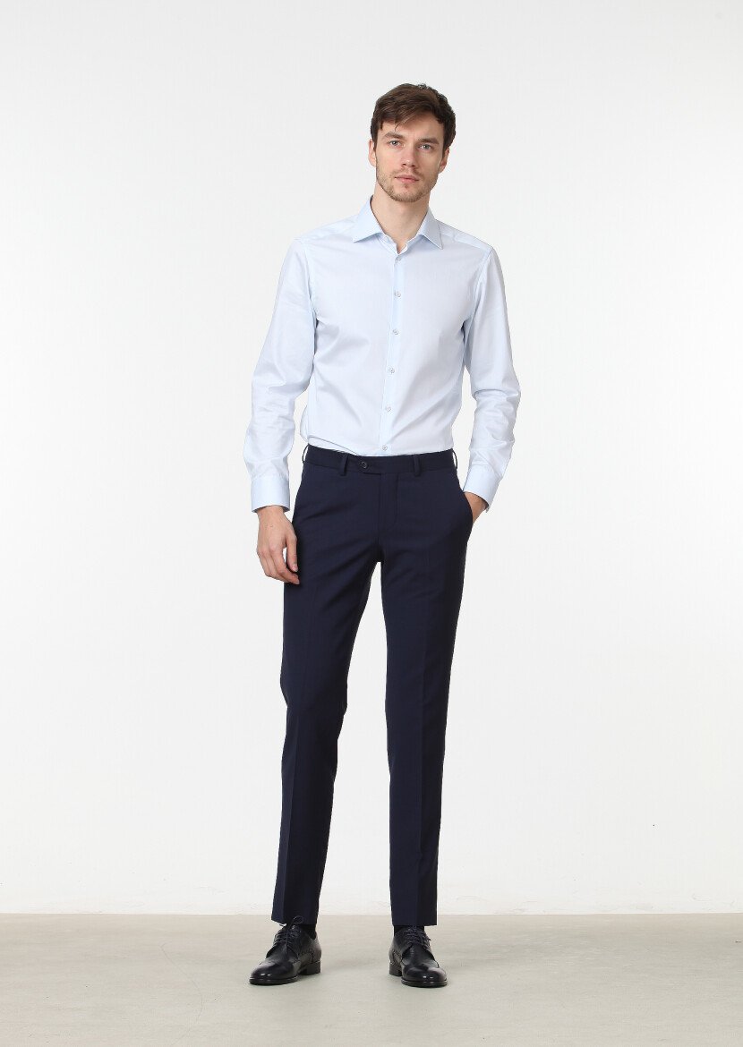Saks Düz Kumaş Modern Fit Klasik Yün Karışımlı Pantolon - 1