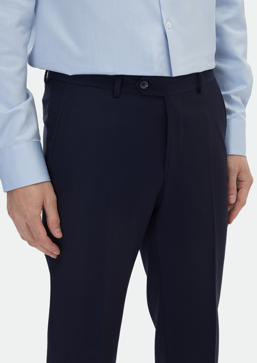 Saks Düz Kumaş Modern Fit Klasik Yün Karışımlı Pantolon - 4