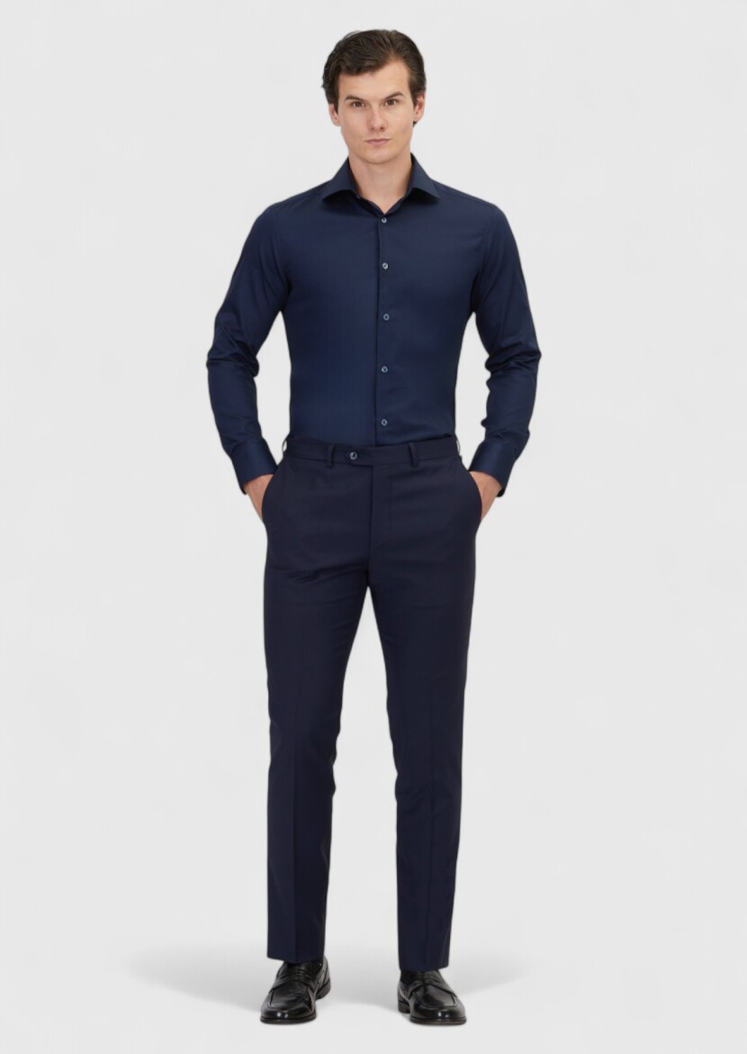 Saks Düz Kumaş Modern Fit Klasik Yün Karışımlı Pantolon - 1