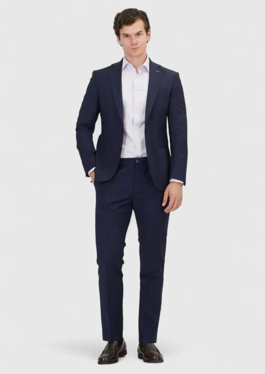 Saks Düz Modern Fit Yün Karışımlı Takım Elbise - 2