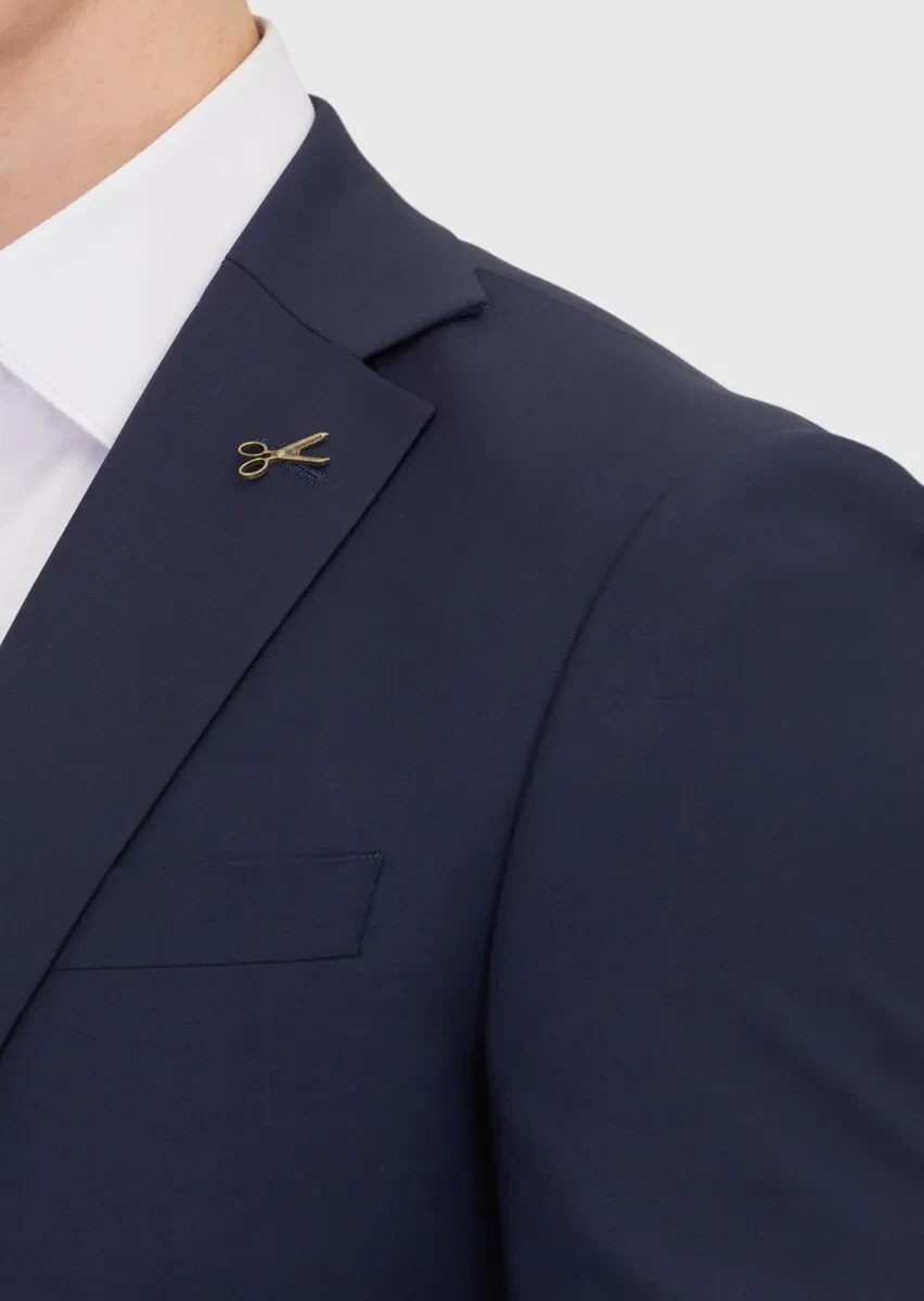 Saks Düz Modern Fit Yün Karışımlı Takım Elbise - 4