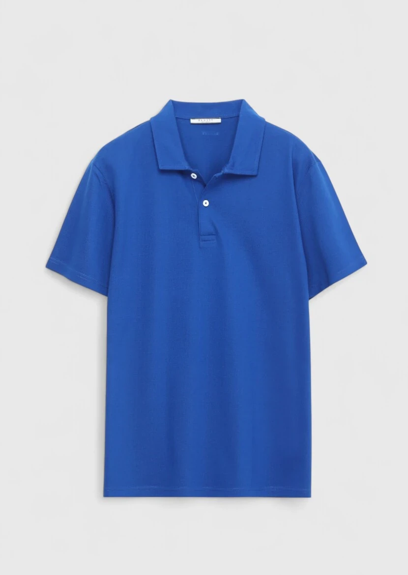 Saks Düz Polo Yaka %100 Pamuk T-Shirt - 6