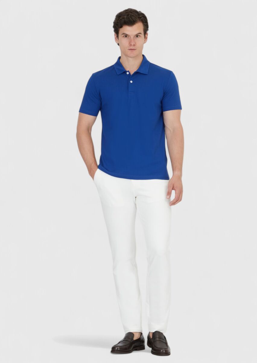 Saks Düz Polo Yaka %100 Pamuk T-Shirt - 1