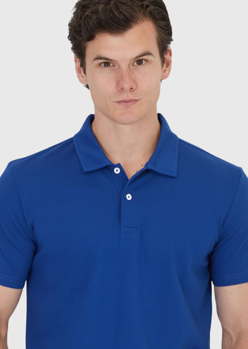 Saks Düz Polo Yaka %100 Pamuk T-Shirt - 2