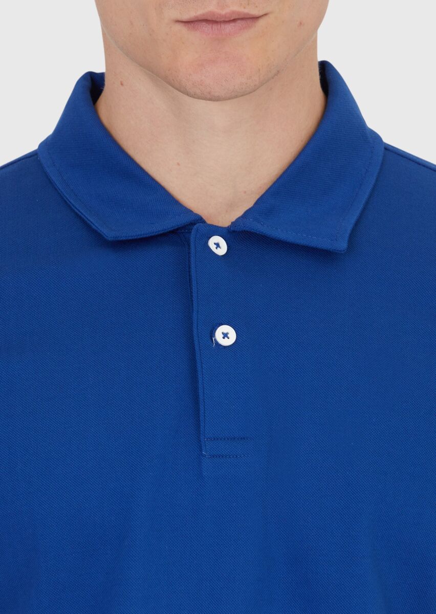 Saks Düz Polo Yaka %100 Pamuk T-Shirt - 4
