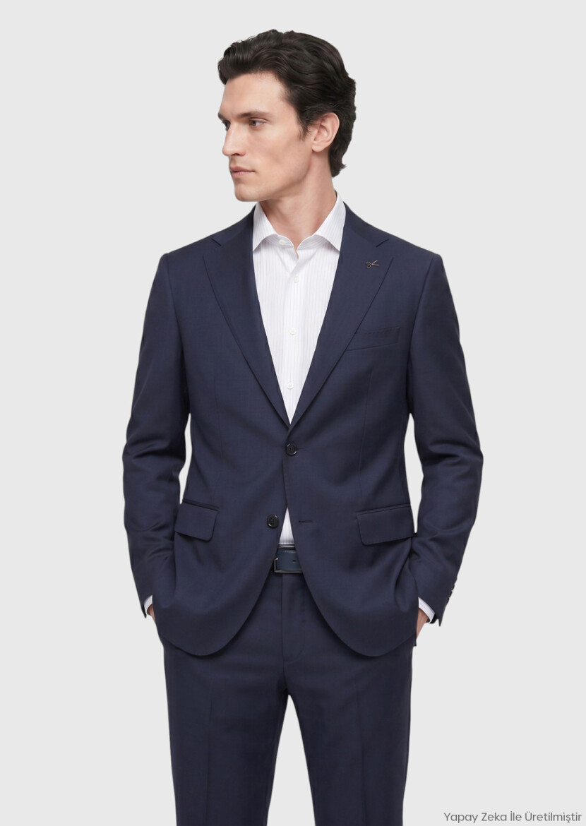 Saks Düz Regular Fit %100 Yün Takım Elbise - RAMSEY