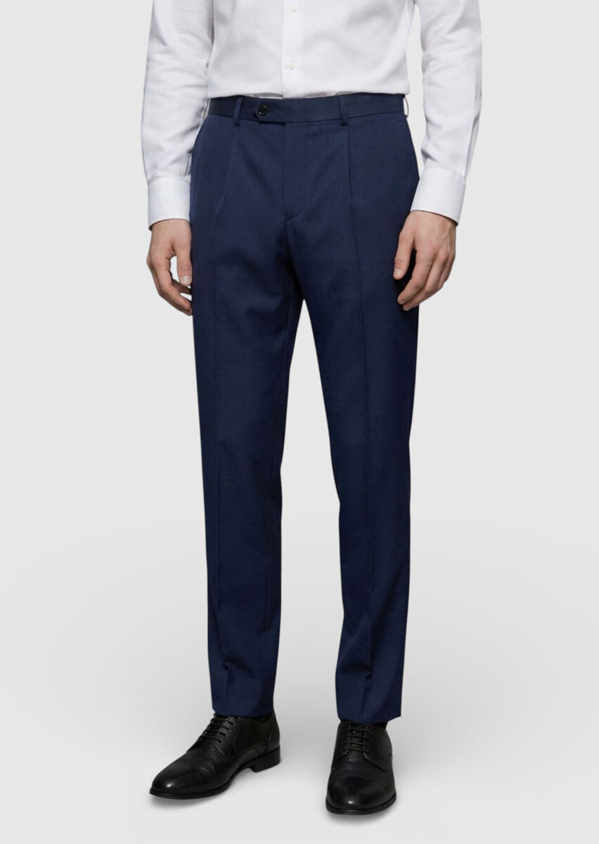 Saks Düz Regular Fit Klasik %100 Yün Pantolon - 2