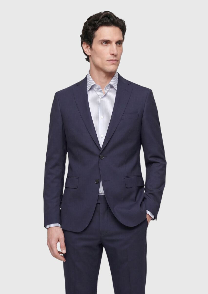 Saks Düz Regular Fit Yün Karışımlı Takım Elbise - 2