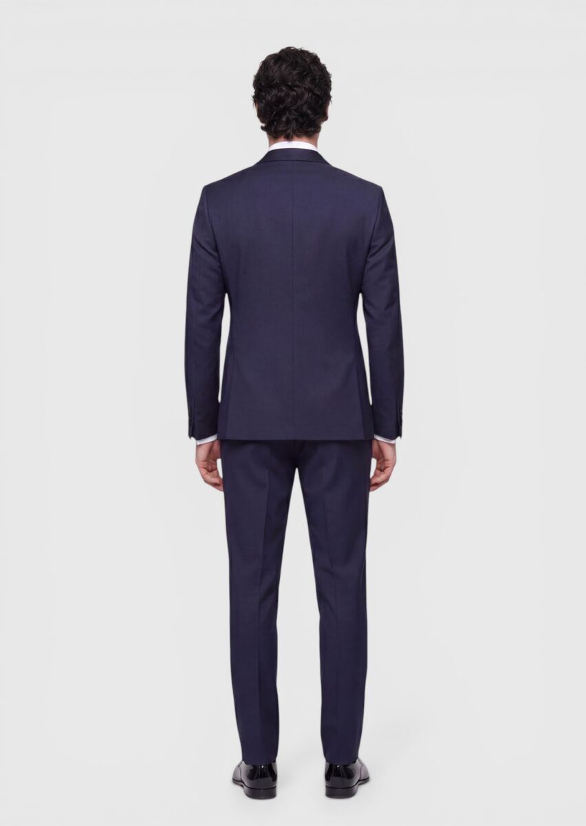 RAMSEY Saks Düz Slim Fit Kelebek Yaka Dokuma Smokin Takım Elbise görsel 5