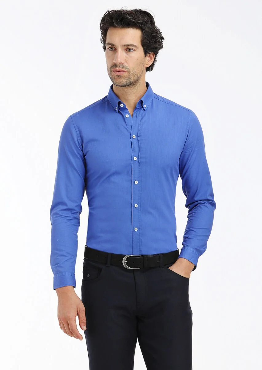 Saks Fitilli Regular Fit Dokuma Casual %100 Pamuk Gömlek - 2