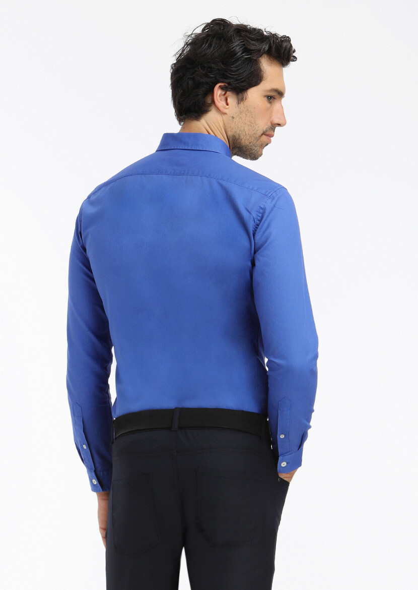 Saks Fitilli Regular Fit Uzun Dokuma Casual %100 Pamuk Gömlek - 5