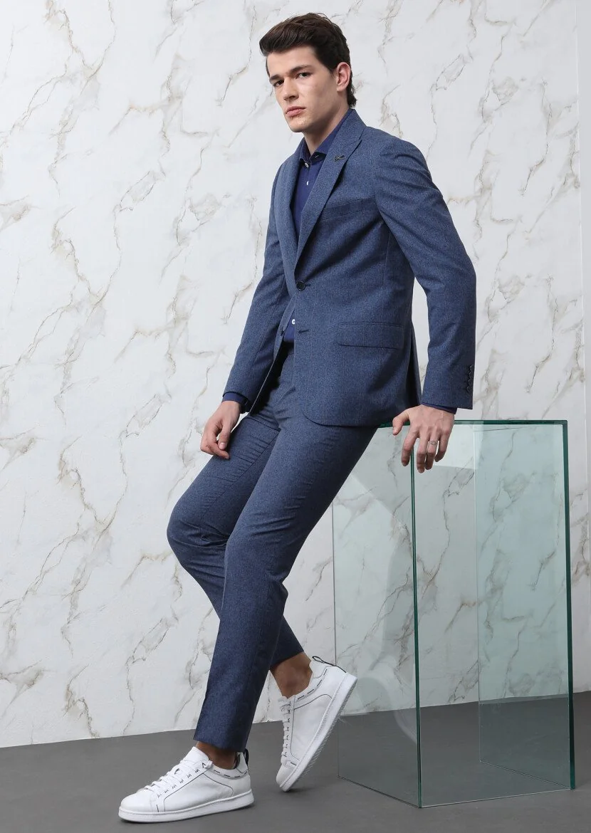 Saks Kareli Zeroweight Slim Fit İpek Karışımlı Takım Elbise - 2