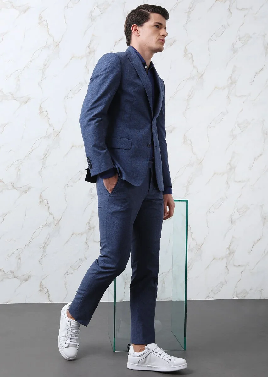 Saks Kareli Zeroweight Slim Fit İpek Karışımlı Takım Elbise - 3