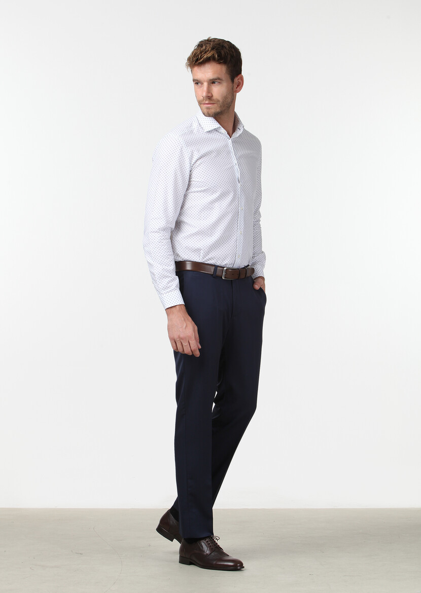 Saks Material Regular Fit Classical 100% Wool Trousers 