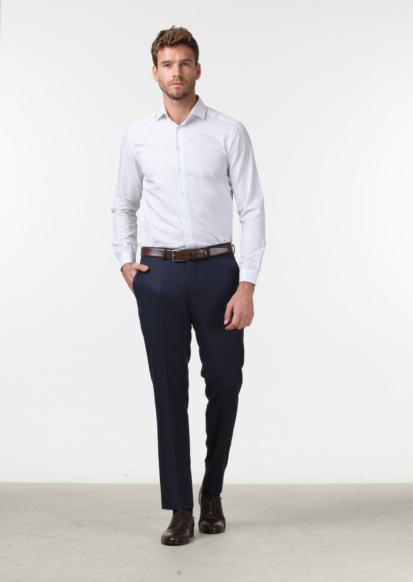 Saks Material Regular Fit Classical 100% Wool Trousers 