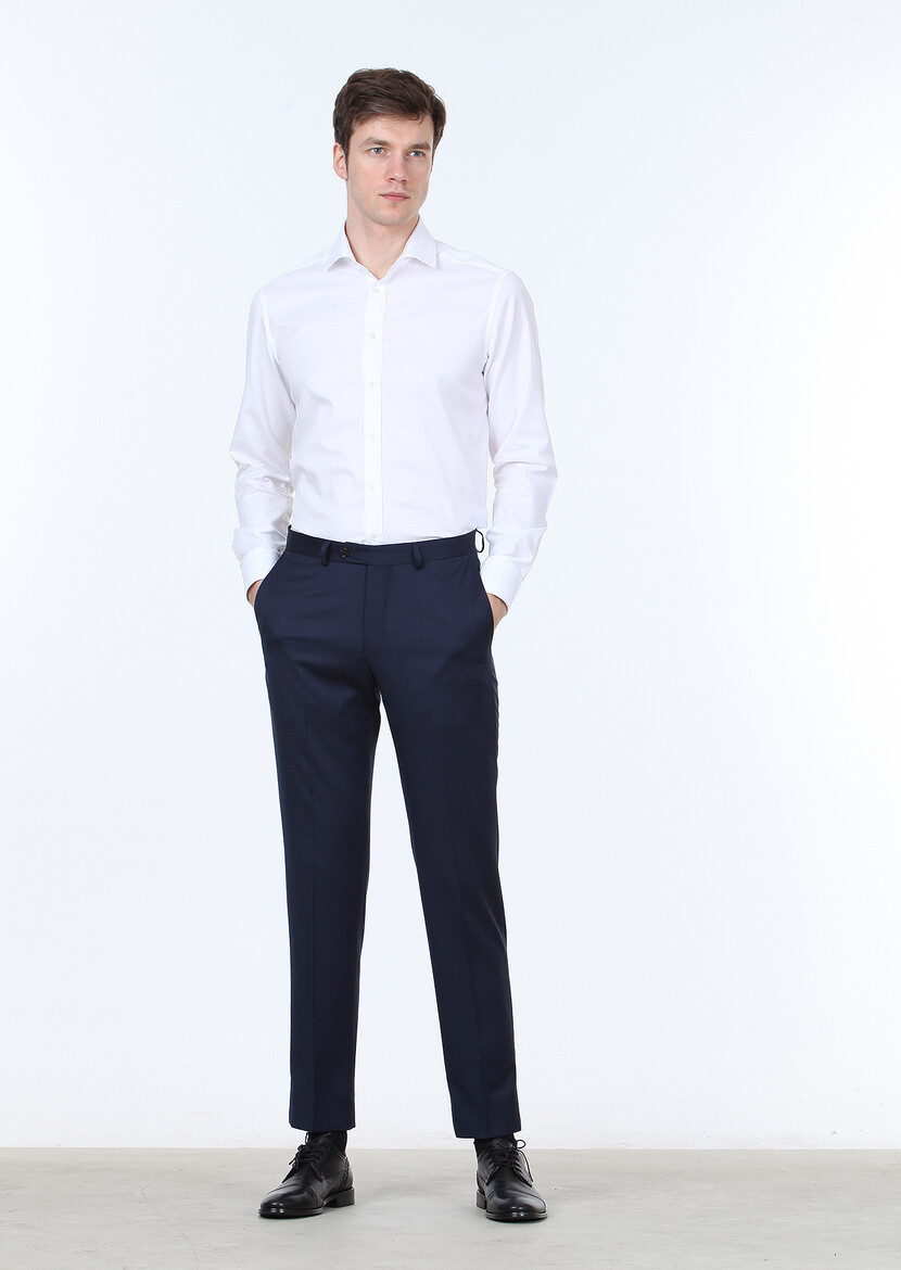 Saks Material Regular Fit Classical 100% Wool Trousers 