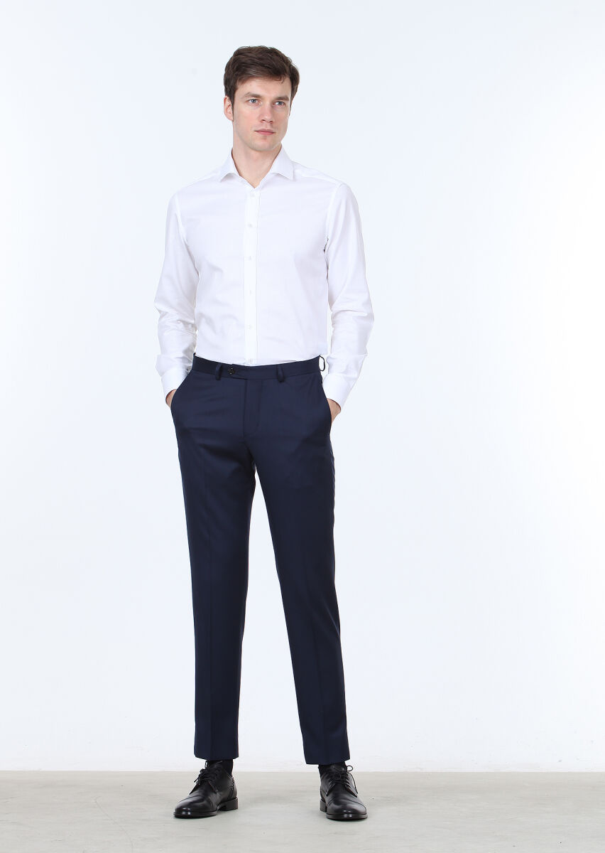 Saks Material Regular Fit Classical 100% Wool Trousers - 1