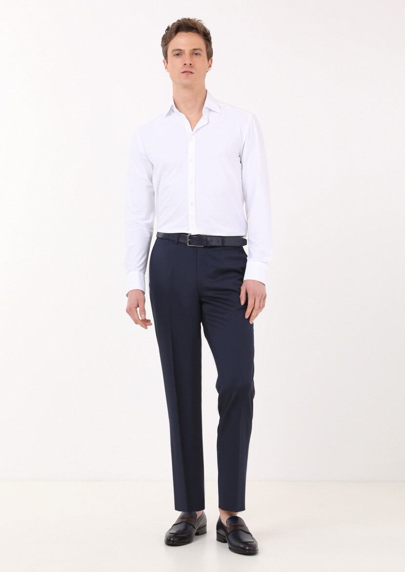 Saks Material Regular Fit Classical 100% Wool Trousers 