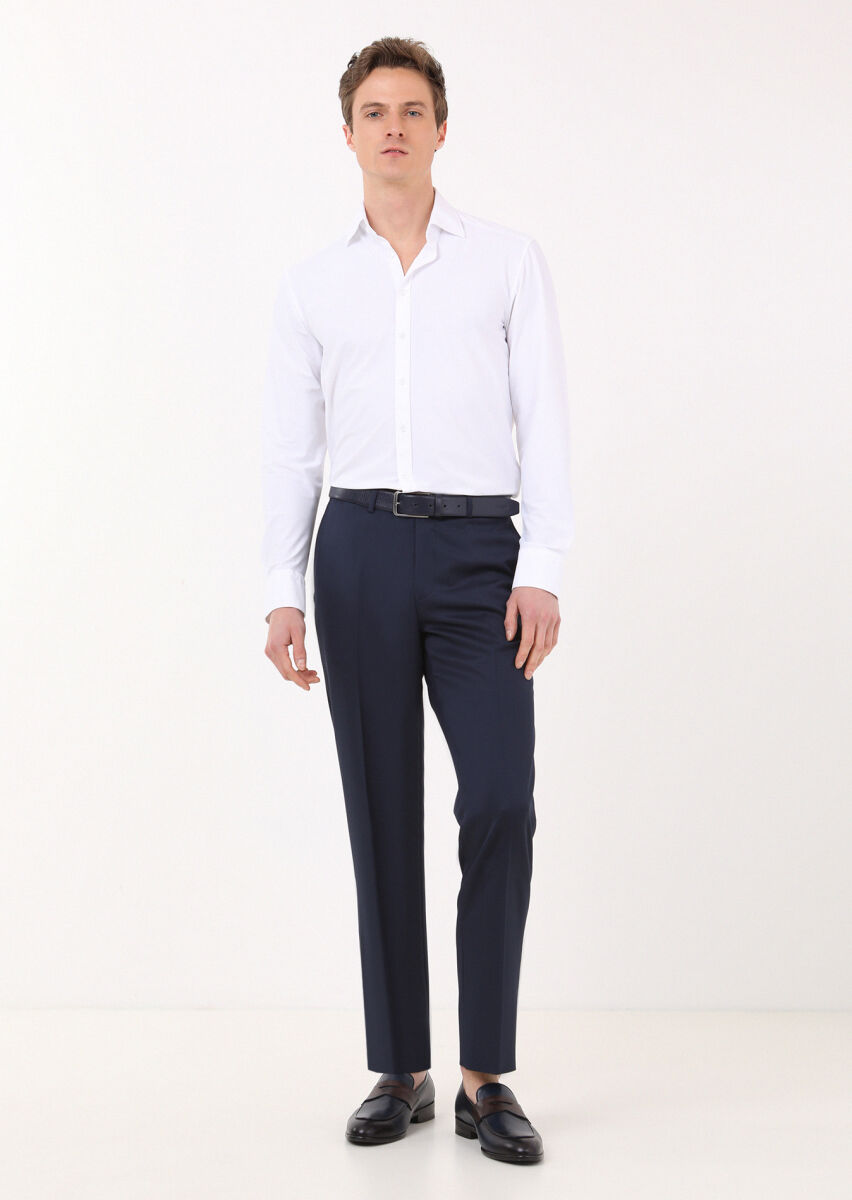 Saks Material Regular Fit Classical 100% Wool Trousers - 1