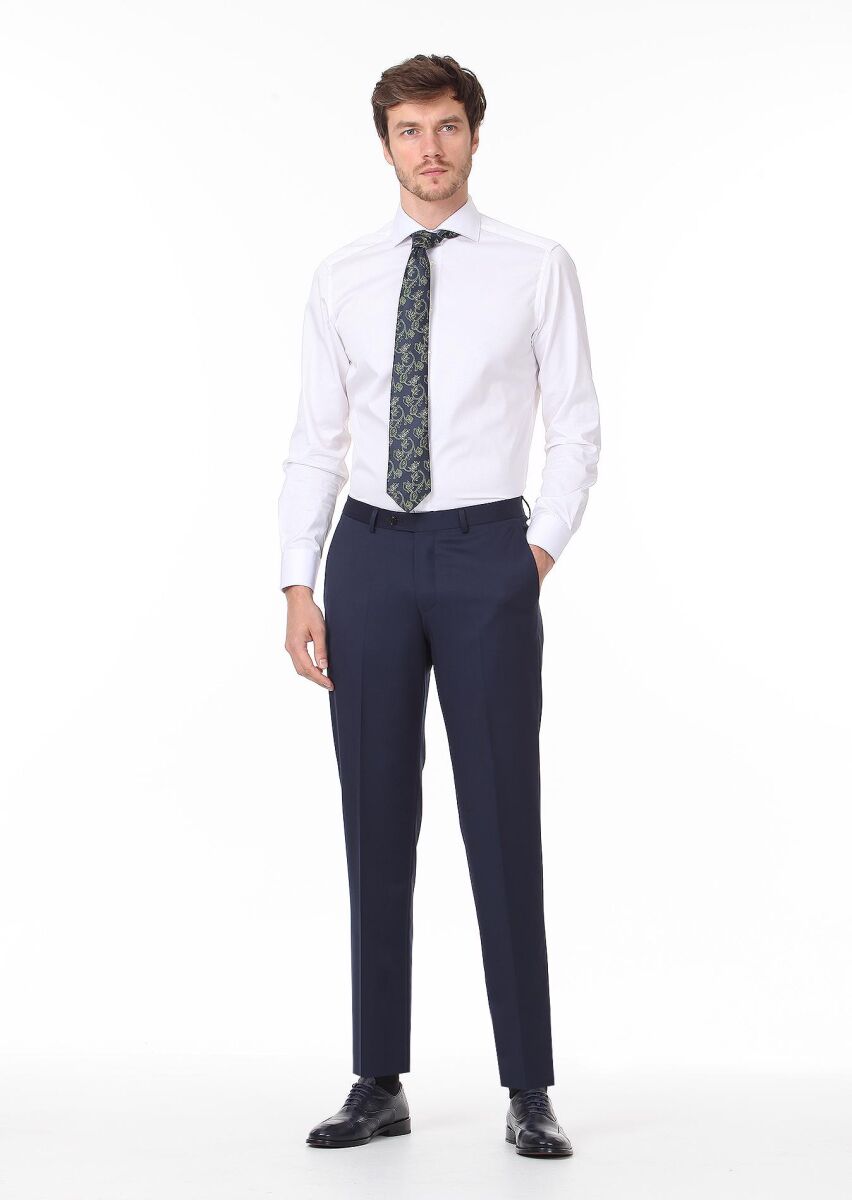 Saks Material Regular Fit Classical 100% Wool Trousers - 1