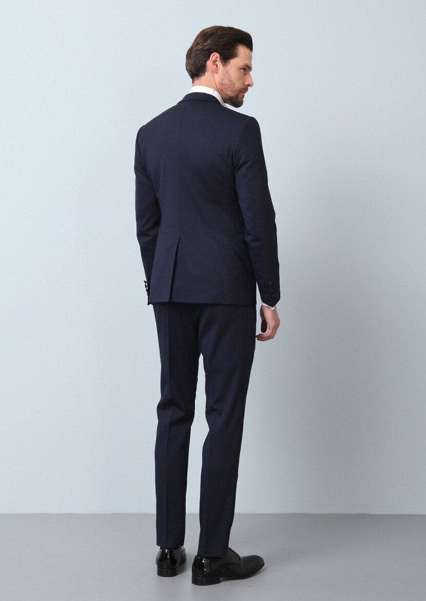 Saks Patterned Fashion Slim Fit Double Breasted Collar Weaving Tuxedo - 6