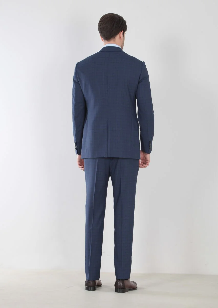 Saks Patterned Regular Fit 100% Wool Suit - 4