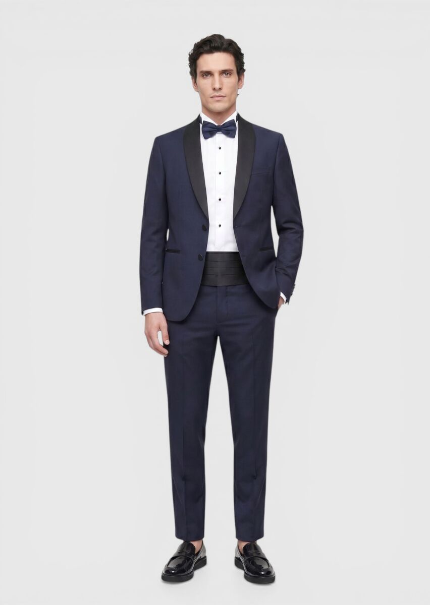 Saks Plain Fashion Slim Fit Butterfly Collar Weaving Tuxedo - 1