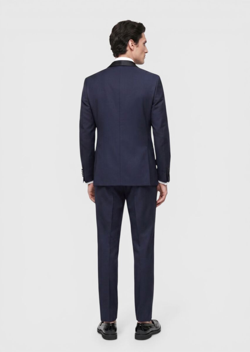 Saks Plain Fashion Slim Fit Butterfly Collar Weaving Tuxedo - 5