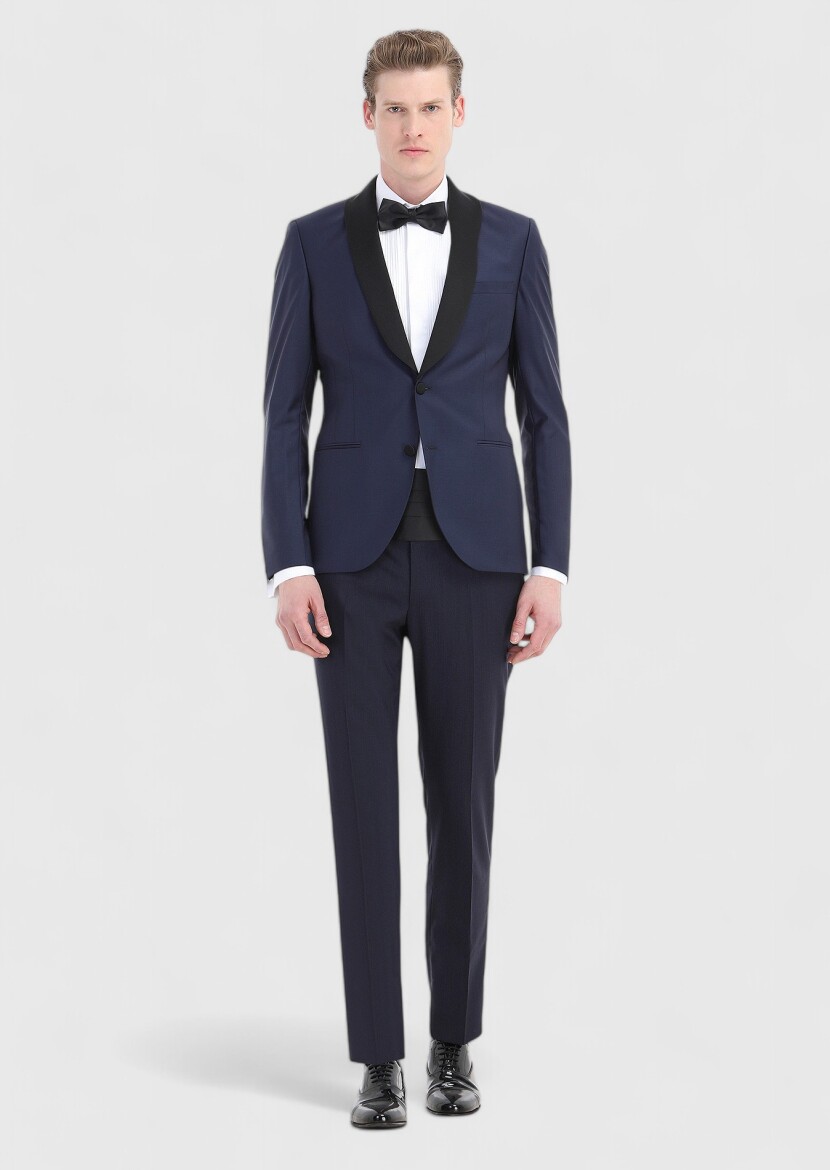 Saks Plain Fashion Slim Fit Butterfly Collar Weaving Tuxedo - 1