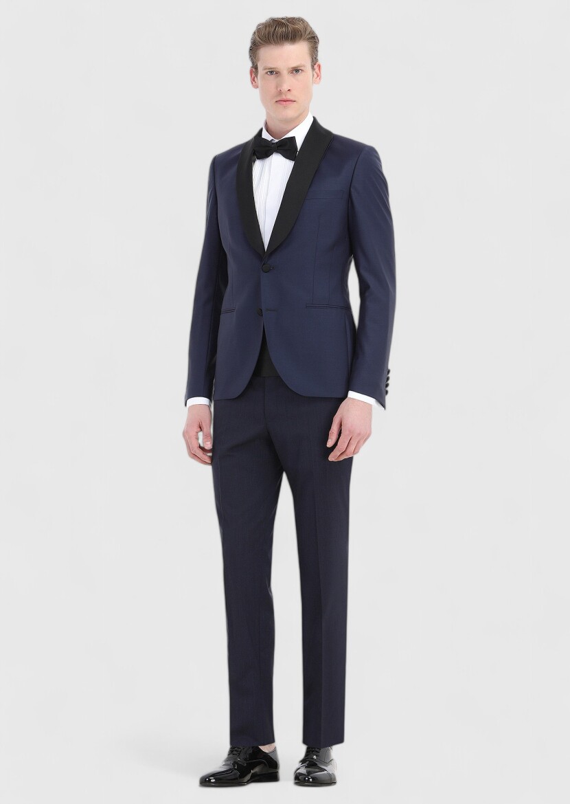 Saks Plain Fashion Slim Fit Butterfly Collar Weaving Tuxedo - 3