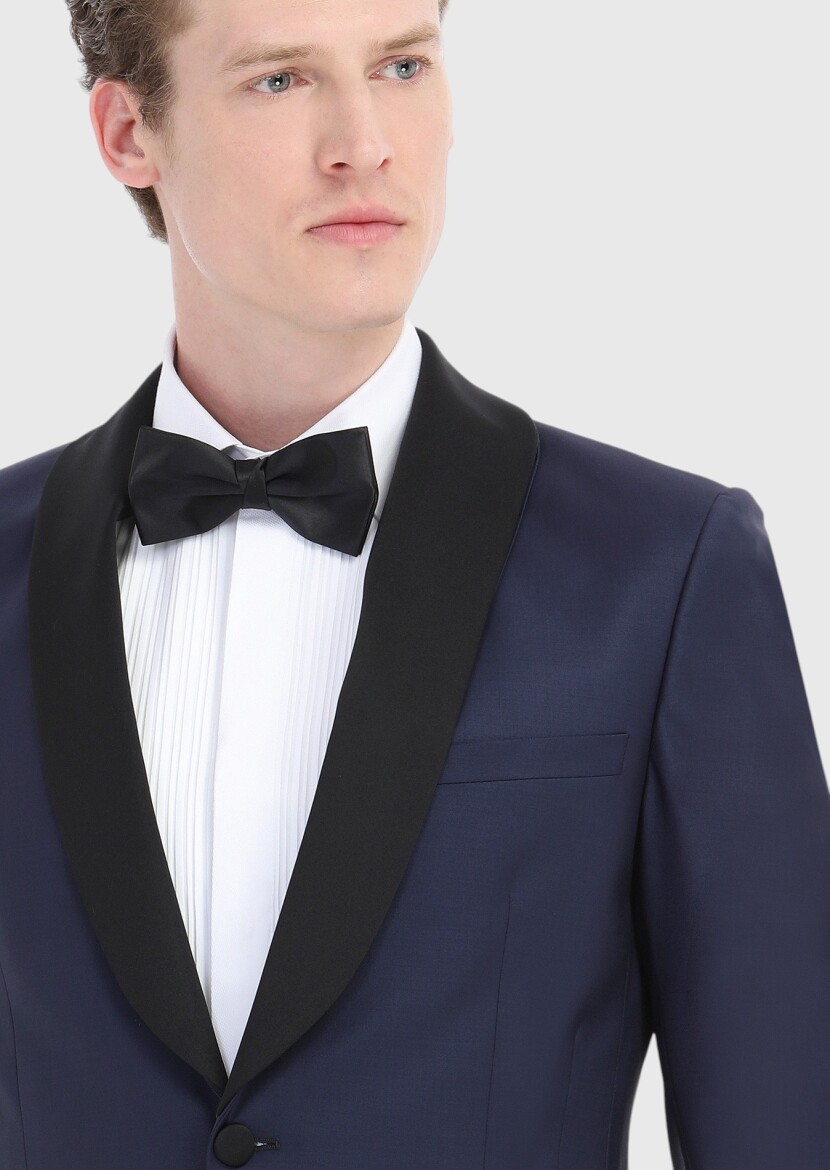 Saks Plain Fashion Slim Fit Butterfly Collar Weaving Tuxedo - 4