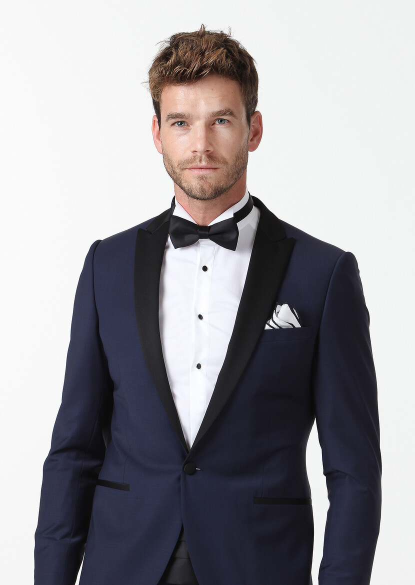 Saks Plain Fashion Slim Fit Double Breasted Collar Weaving Tuxedo - 3